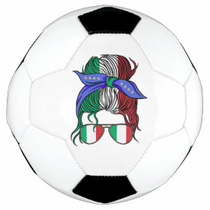 Italy messy bun with Italian Flag Football