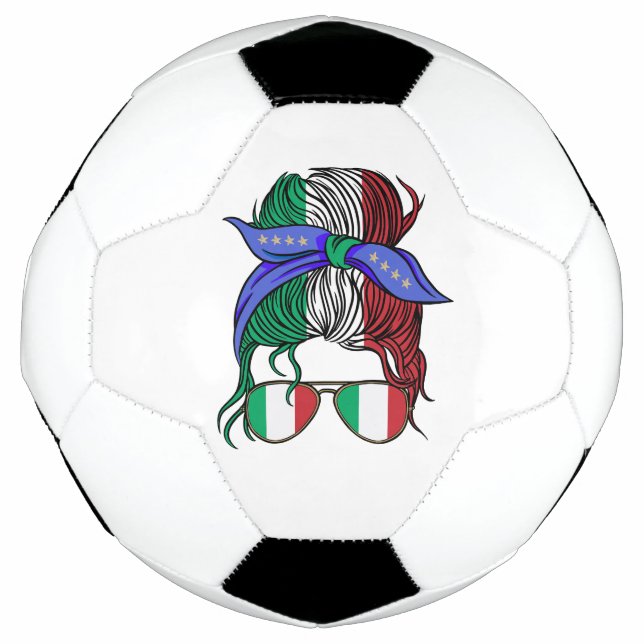 Italy messy bun with Italian Flag Football (Front)