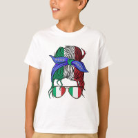 Italy messy bun with Italian Flag