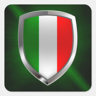Italy Metallic Emblem Square Sticker