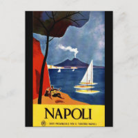 Italy Naples vintage travel poster