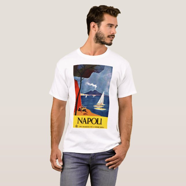 Italy Naples vintage travel poster T-Shirt (Front Full)