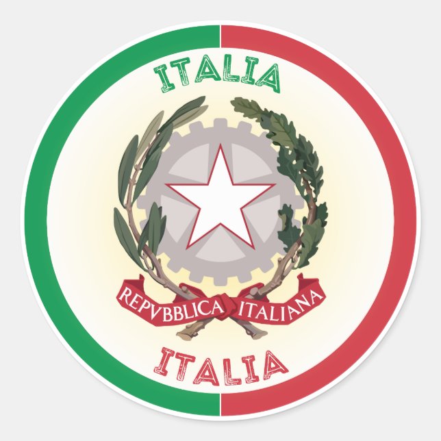 Italy National Emblem Circle Shape Classic Round Sticker (Front)