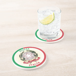 Italy National Emblem Circle Shape Coaster