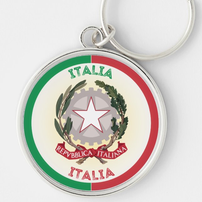 Italy National Emblem Circle Shape Key Ring (Front)