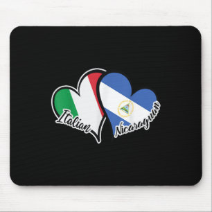 Italy Nicaragua Flag Heart Half Italian Half Nicar Mouse Mat
