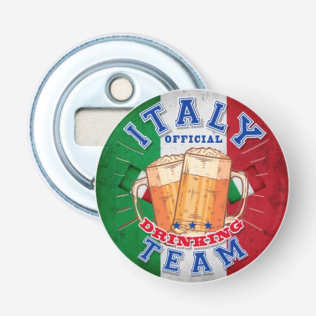 Italy Official Drinking Team. Funny beer Bottle Opener (Front)