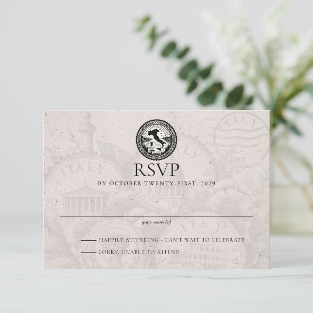 Italy Passport Wedding RSVP Card (Standing Front)