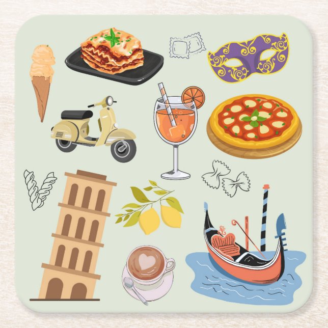 Italy Perfect Vacation Square Paper Coaster (Front)