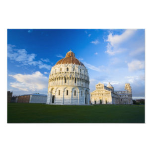Italy, Pisa, Duomo, Leaning Towerand Field of Photo Print