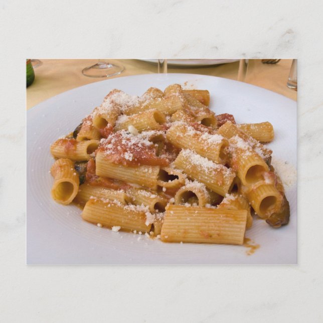 Italy, Positano. Display plate of rigatoni. Postcard (Front)