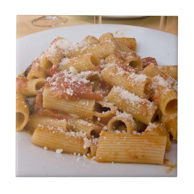 Italy, Positano. Display plate of rigatoni Tile (Front)