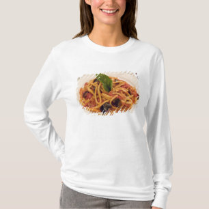 Italy, Positano. Plate of pasta and eggplant. T-Shirt