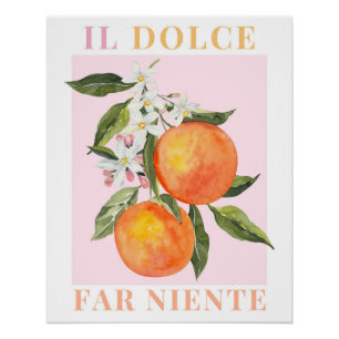 Italy Poster, Orange Fruit Print, La Dolce Vita Poster