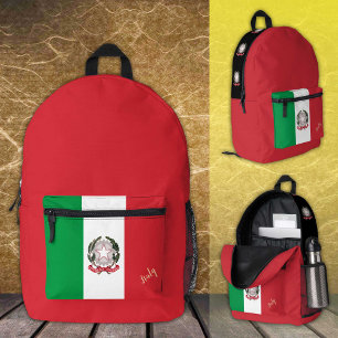 Italy, Red backpack, Italian Flag, Italia / Custom Printed Backpack