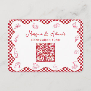 Italy Red Chequered Honeymoon Fund QR Code Cards