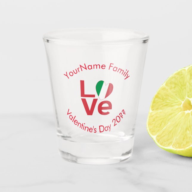 Italy Red LOVE Flag Personalised  Shot Glass (Front)