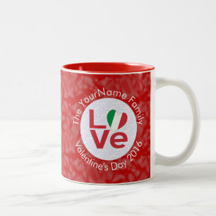 Italy Red LOVE Flag Personalised  Two-Tone Coffee Mug