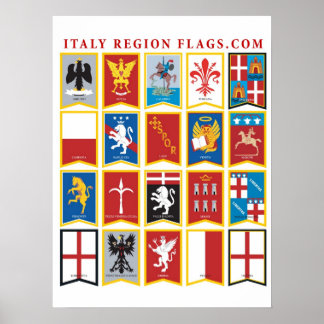 Italy Region Flags /150th Anniversary Art Poster