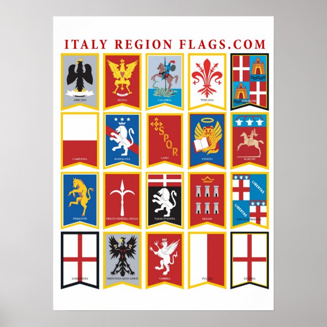 Italy Region Flags /150th Anniversary Art Poster (Front)
