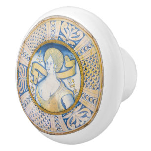 Italy Renaissance Vintage Art Woman Ceramic Knob