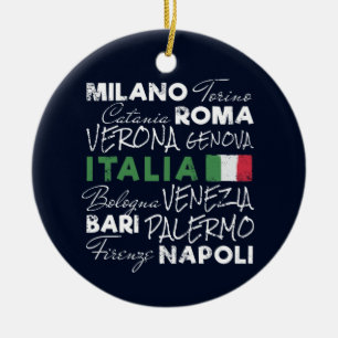 Italy Retro City And Flag Vintage Holiday Souvenir Ceramic Tree Decoration