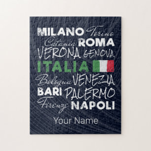 Italy Retro City And Flag Vintage Holiday Souvenir Jigsaw Puzzle