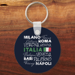 Italy Retro City And Flag Vintage Holiday Souvenir Key Ring