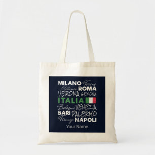 Italy Retro City And Flag Vintage Holiday Souvenir Tote Bag