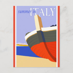 Italy Retro Vintage Italian Beach Travel Poster Postcard