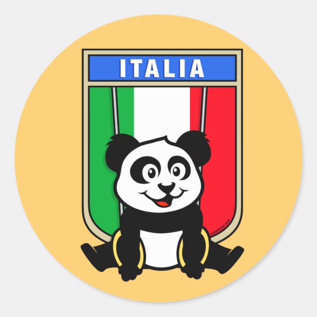 Italy Rings Panda Classic Round Sticker (Front)