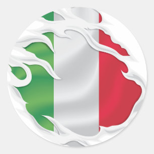 Italy Ripped Flag Classic Round Sticker