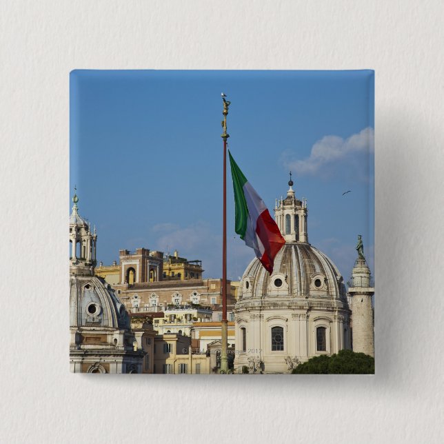 Italy, Rome. Italian flag 15 Cm Square Badge (Front)