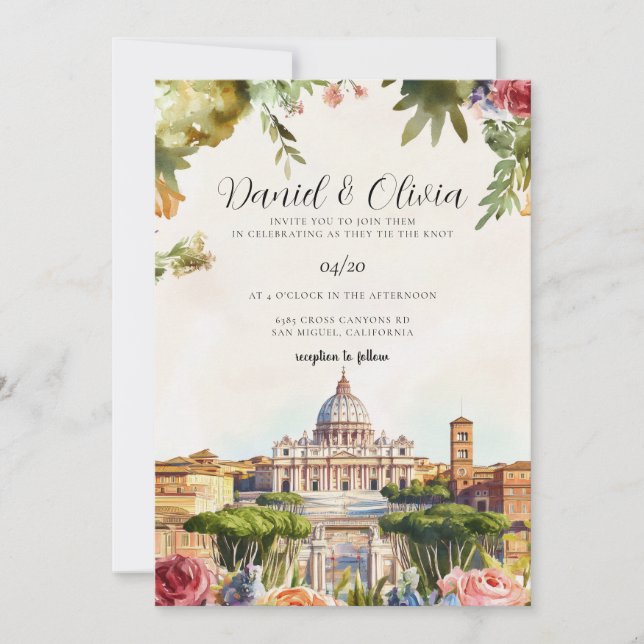 Italy Rome landscape Destination Wedding Invitation (Front)