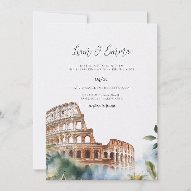 Italy Rome landscape Destination Wedding Invitation (Front)
