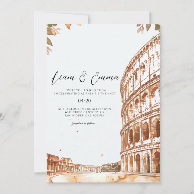 Italy Rome landscape Wedding Invitation (Front)