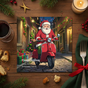 Italy Rome Santa Claus Vespa Christmas  Holiday Card