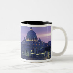 Italy, Rome St. Peter's and Ponte Sant Angelo, Two-Tone Coffee Mug