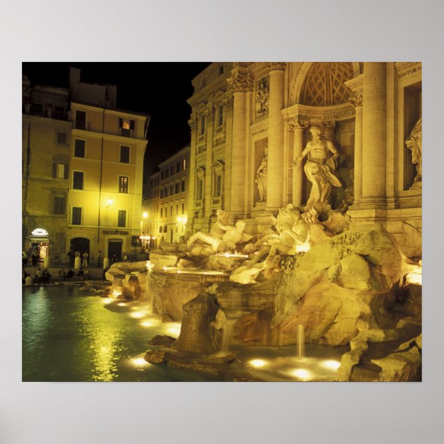 Italy, Rome. Trevi Fountain at night. Poster (Front)