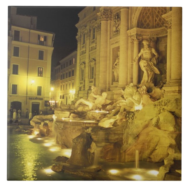 Italy, Rome. Trevi Fountain at night. Tile (Front)