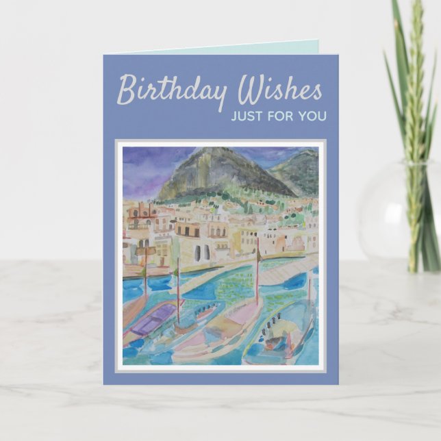 Italy Sailboat Birthday Greetings Card (Front)