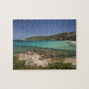 Italy, Sardinia, Baja Sardinia. Resort beach. Jigsaw Puzzle