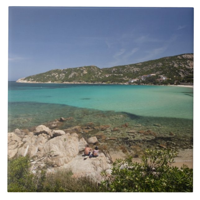 Italy, Sardinia, Baja Sardinia. Resort beach. Tile (Front)