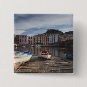 Italy, Sardinia, Bosa. Temo River and Ponte 15 Cm Square Badge