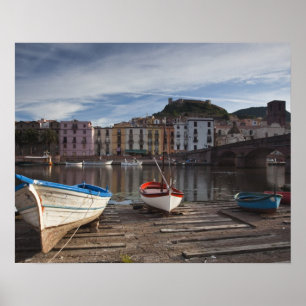 Italy, Sardinia, Bosa. Temo River and Ponte Poster