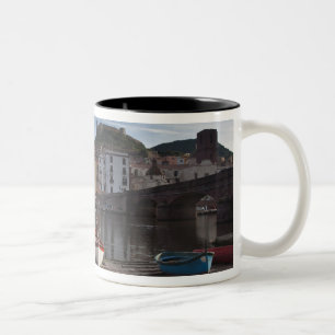 Italy, Sardinia, Bosa. Temo River and Ponte Two-Tone Coffee Mug