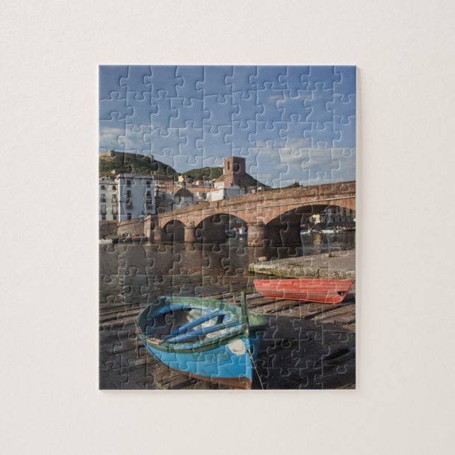 Italy, Sardinia, Bosa. Town view along Temo Jigsaw Puzzle (Vertical)