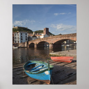 Italy, Sardinia, Bosa. Town view along Temo Poster