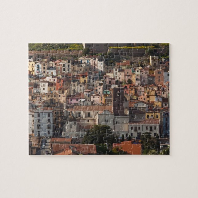 Italy, Sardinia, Bosa. Town view with Castello Jigsaw Puzzle (Horizontal)