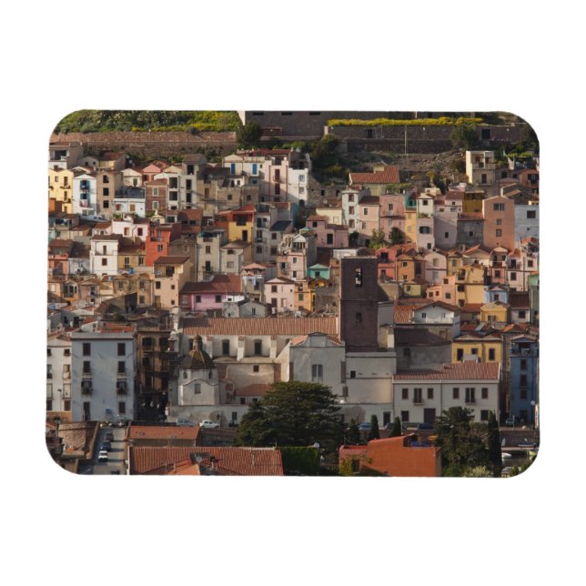 Italy, Sardinia, Bosa. Town view with Castello Magnet (Horizontal)